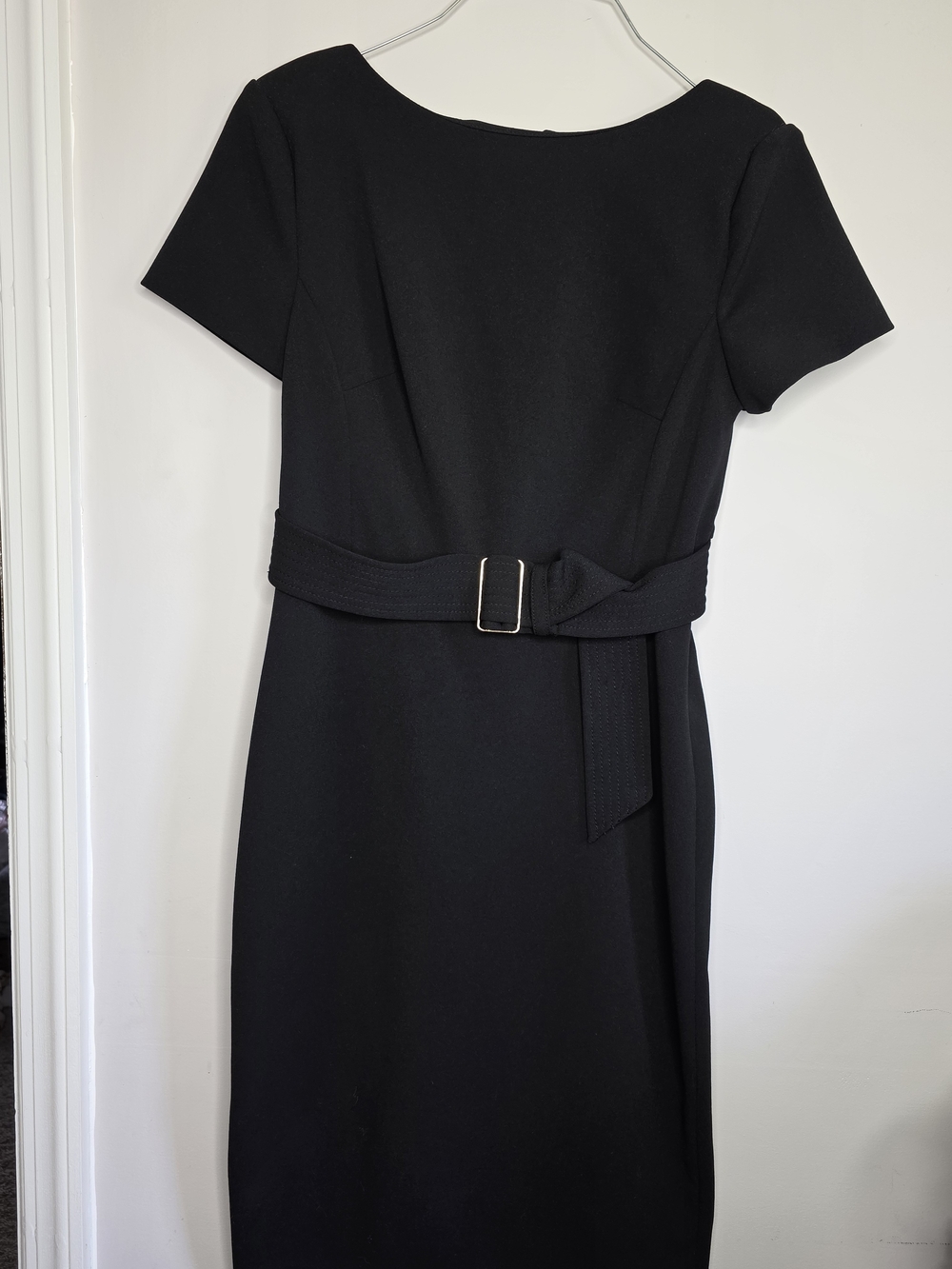 Calvin Klein Black Short-Sleeve Dress with Waist Belt